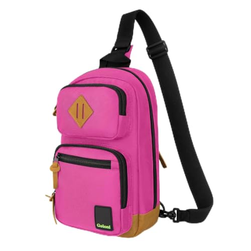 Sling Bag Crossbody Shoulder Bag for Men Women,Waterproof Lightweight Casual Daypack with Multi-Pockets - color: Rose