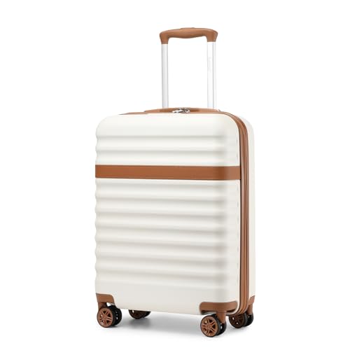 Kono Carry On Luggage 22x14x9 Expandable 20Inch Hardshell TSA Lock Cream - color: Cream White, size: Carry-on 20-inch