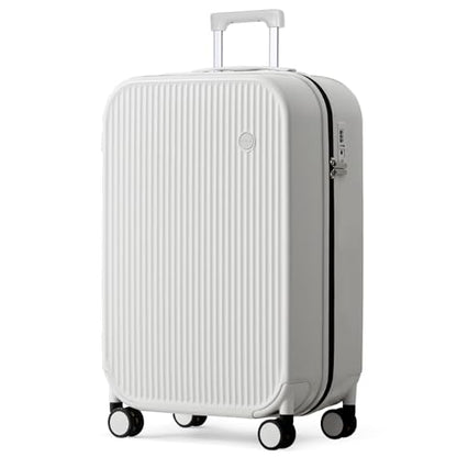 mixi 26 Inch Large Checked Luggage PC Hardshell Suitcases with Wheels for Travel Woman Men, Smoke White - color: Smoke White TSA2, size: 26-inch