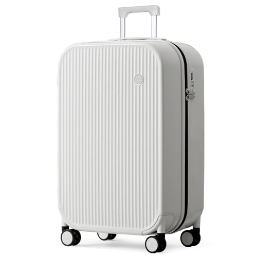 mixi 26 Inch Large Checked Luggage PC Hardshell Suitcases with Wheels for Travel Woman Men, Smoke White - color: Smoke White TSA2, size: 26-inch
