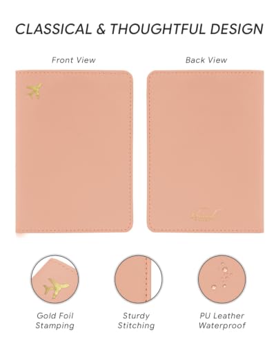 Passport Holder for Travel - RFID Blocking for Women & Men - color: Pink