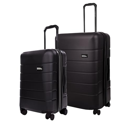 Eddie Bauer Glacier Hardside Spinner Durable PC/ABS Construction 2-Piece Set Suitcase Luggage, Carbon - color: Carbon, size: 2-Piece Luggage Set
