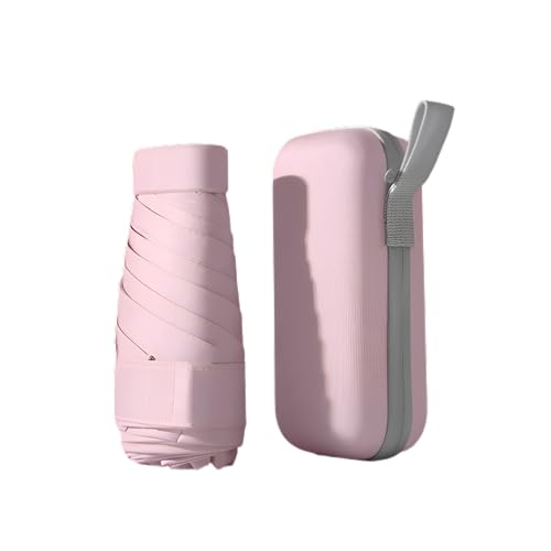 Mini Travel Sun Umbrella for Purse, UPF 50+ with Case - color: Pink