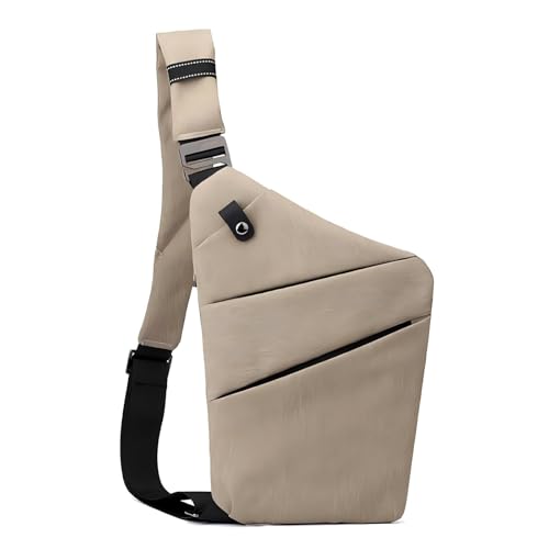 Anti Theft Travel Bag Sling Cross-body Bag Large Capacity - color: Khaki, style: Left Shoulder