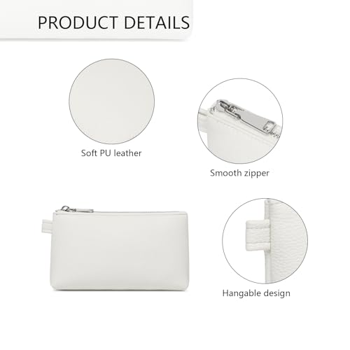 Small Makeup Bag for Purse, Leather Cosmetic (Off-white) - color: Off-white