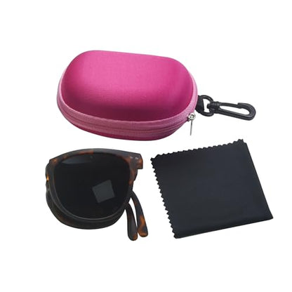Unisex Semi-Hard Shell Folding Eyeglasses Cases With Clasps - color: Black/Silver/Pink