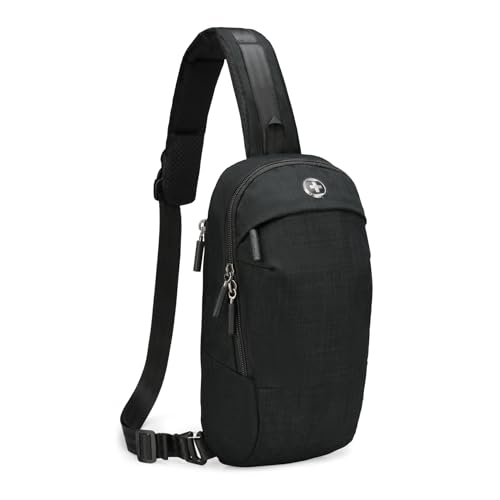 Swissdigital Design Crossbody Bag for Men, RFID Blocking Sling Bag with Adjustable Strap Use - color: Black