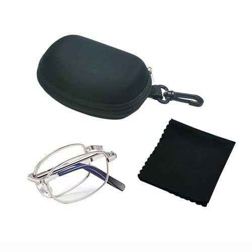 Unisex Semi-Hard Shell Folding Eyeglasses Cases With Clasps - color: Black/Silver/Pink