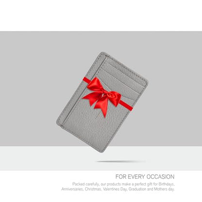 Slim Minimalist Leather Wallet RFID Front Pocket Card Holder, Grey - color: Grey
