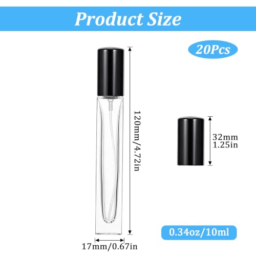 20 Pcs Refillable Perfume Spray Bottles With Glass Atomizer, 10 Ml Mini Travel Perfume Containers Empty Leak-Proof Portable Atomizer Pump Set For Cosmetic And Toiletries