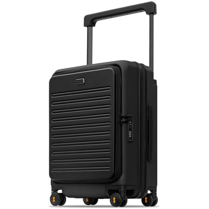 LEVEL8 Top Opening Carry on Luggage, 20 Inch Wide Handle Suitcase, Black - color: Black, size: 20Inch