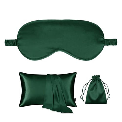 3Pcs Satin Eye Mask Silky Sleep Masks Pillowcase Similar to Silk Pillow Cases Soft and Breathable for Sleeping Gifts - color: Evergreen-queen Size