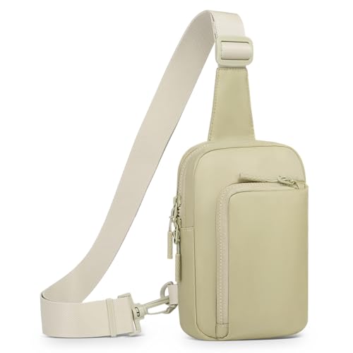 Mini Sling Bag for Men Women Fits for 6.3" Phone, Khaki - color: 2 Pocket-khaki