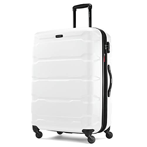 Samsonite Omni PC Hardside Expandable Luggage with Spinner Wheels, Checked-Large 28-Inch, White - color: White, size: Checked-Large 28-Inch