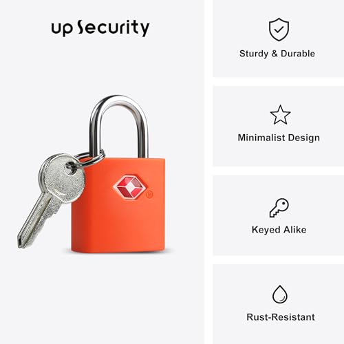 Luggage Locks TSA Approved 4 Pack, Small Padlocks Keyed Alike - color: Orange
