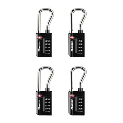 Master Lock TSA Approved Combination Luggage Lock Black 4-Pack 4696EC4 - size: 4 Pack