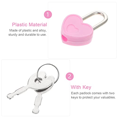 Ipetboom Heart Shaped Mini Padlock with Keys Pink 24 Pack for Diary Books