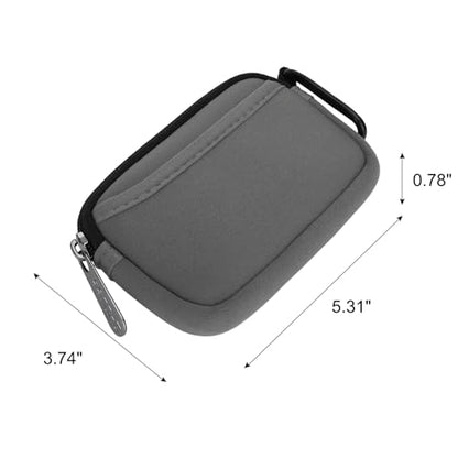 E-Tree Small Soft Neoprene Zipper Pouch with Carabiner Clip,Tech Bag Grey - color: Grey