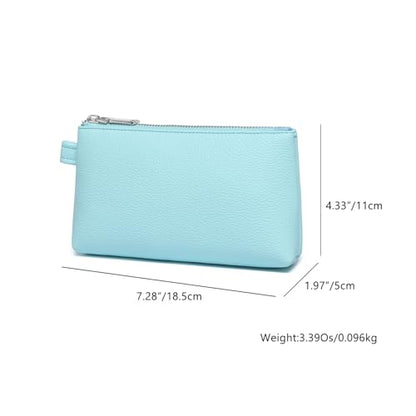 Small Makeup Bag for Purse, Leather Cosmetic (Clear Water Blue) - color: Clear Water Blue