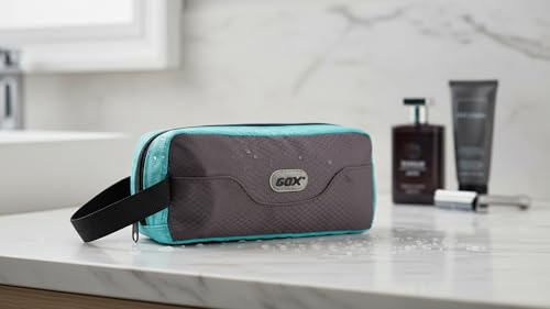 Small Travel Toiletry Bag for Men, Dopp Kit Mens, Zipper Pouch for Travel - color: Grey/Sky Blue