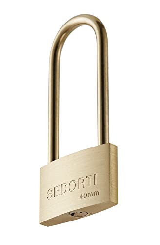 SEDORTI Weather Proof Lock, Solid Brass Padlock with Brass Long Shackle, 1-1/2" Wide, Light Duty Small Marine Grade Padlock - color: 1 Pack