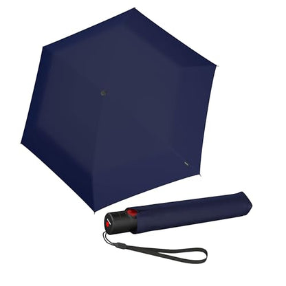 Knirps U.200 Ultra Light Duomatic Automatic Open Rain Umbrella - Compact Windproof Travel Umbrella for Adults - 97cm Diameter Retractable With Carrying Case - color: Navy UV Protection