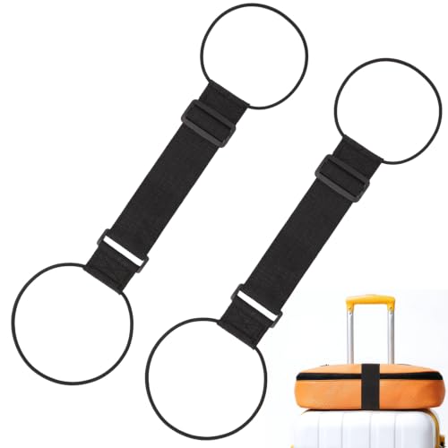 Luggage Connector Straps for Suitcases Adjustable Luggage Straps Black 2pc