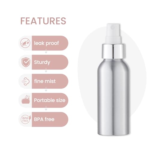 Lisapack 3.4 oz Metal Spray Bottle (3 Pack), Small Travel Aluminum Mister - size: 100ml
