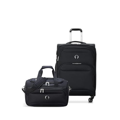 DELSEY PARIS Sky Max 2.0 Softside Expandable Luggage with Spinner Wheels 2 Piece Set, Black (24 Inch/Duffle) - color: Black, size: 2-Piece Set (24/Duffle)