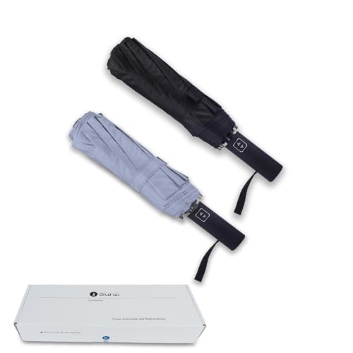Bluinzi 2 Pack 46 Inch Umbrellas, Double 10-rib, for Rain, Compact Travel - color: (2 pack)black+grey
