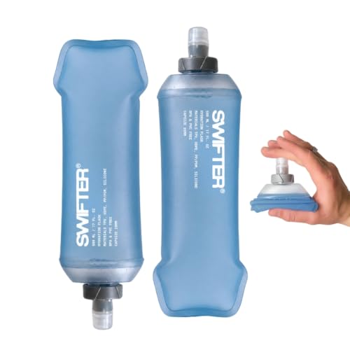 SWIFTER 2x Soft Flask 500ml | Running, Hiking, Cycling Hydration Flask | Collapsible, Leakproof, Reusable | Matt Finish, Sky Blue - size: 500 ml (Pack of 2)