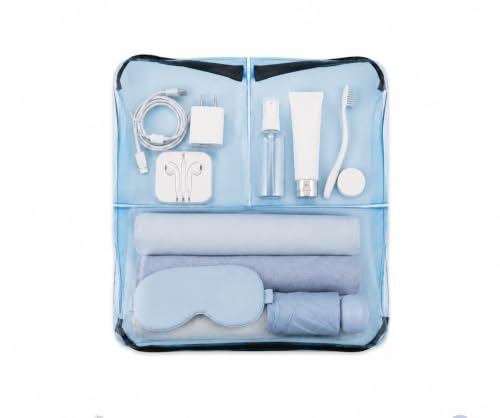 Clear Travel 3- Compartment Toiletry & Makeup Bag Organizer - color: Blue, size: 11X11