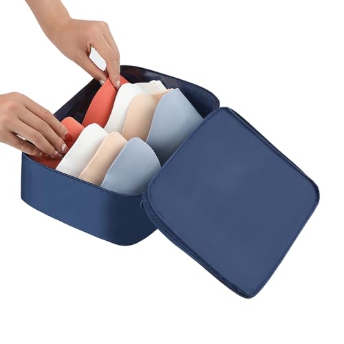 Belsmi 8 Set Packing Cubes with Shoe Bag - Compression Travel Luggage Organizer - color: 8pcs Navy