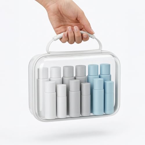 Clear Hard Shell Zipper Organizer Cases, 3 Pack with Handles - color: White1