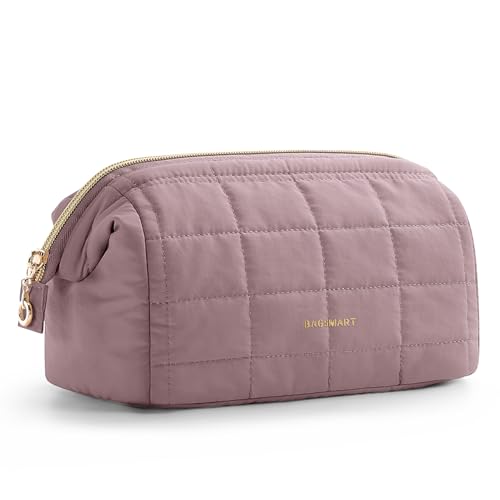 BAGSMART Makeup Bag Travel Toiletry Bag, Wide-open Zipper Pouch, Dusty Rose - color: 03-Dusty Lavender Purple