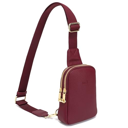 INICAT Genuine Leather Small Sling Bag Anti Theft Crossbody Bags Travel Purses for Woman - color: Burgundy