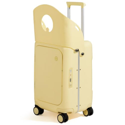 mixi 20 Inch Ride On Suitcase for Kids Luggage with Seat, Lark Yellow - color: Lark Yellow