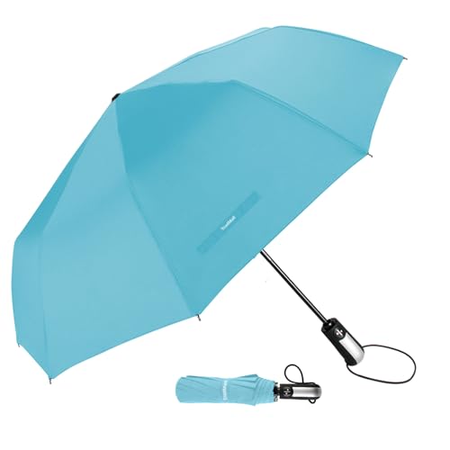 TradMall Travel Umbrella Windproof 56 Inches Canopy, Sky Blue - color: Sky Blue, size: 56 Inches