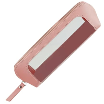 9" Clear Makeup Brush Bag, Small Pink Pencil Case, Slim Purse Pouch - color: Pink