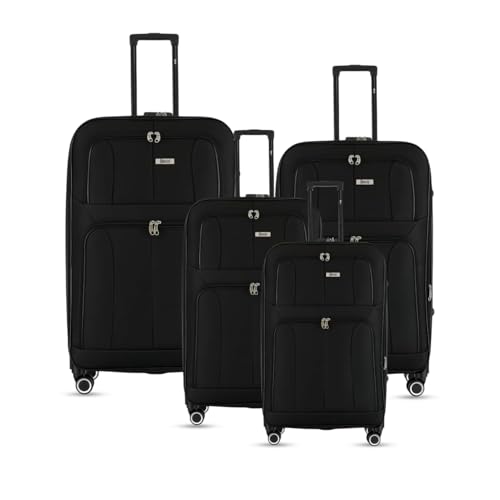 Mirage Grace 4 Piece Expandable Softside Luggage Set, Black - color: Black