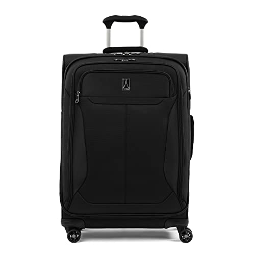 Travelpro Tourlite Softside 25" Expandable Luggage with 4 Spinner Wheels, Lightweight Suitcase, Checked Medium, Black - color: Black, size: Checked-Medium 25-Inch