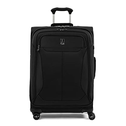 Travelpro Tourlite Softside 25" Expandable Luggage with 4 Spinner Wheels, Lightweight Suitcase, Checked Medium, Black - color: Black, size: Checked-Medium 25-Inch