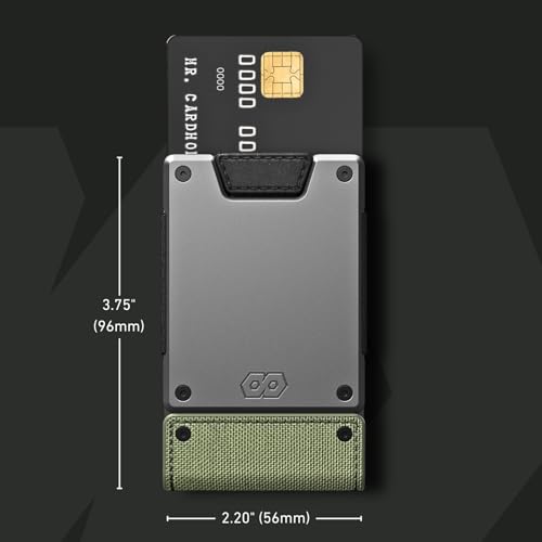 PROOF Slim Minimalist Wallets for Men | Leather & Metal | RFID Wallet - color: Olive Drab Green