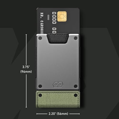 PROOF Slim Minimalist Wallets for Men | Leather & Metal | RFID Wallet - color: Olive Drab Green
