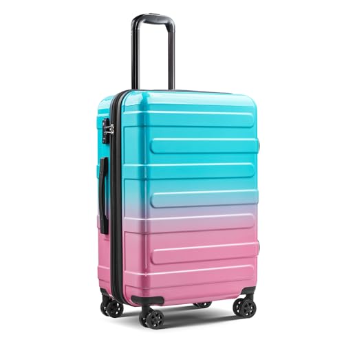 Checked 24inch Luggage with Spinner Wheels,Expandable - color: Cotton Candy, size: M (24 In)