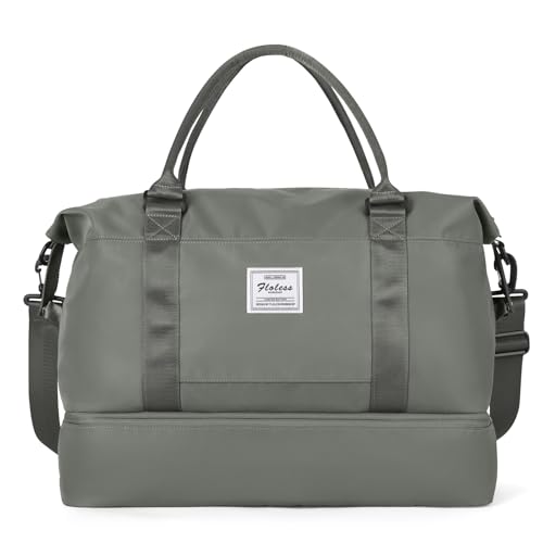 Travel Duffel Bag with Shoes Compartment, Weekender Bags for Women - color: A-Olive Green, size: Extra Large
