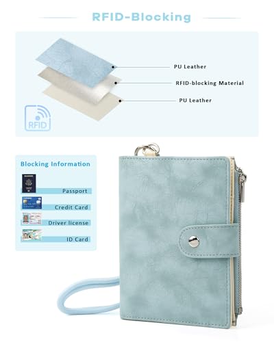 Passport Holder for Travel, Rfid Passport Wallet with Zipper - color: Coastal Tides