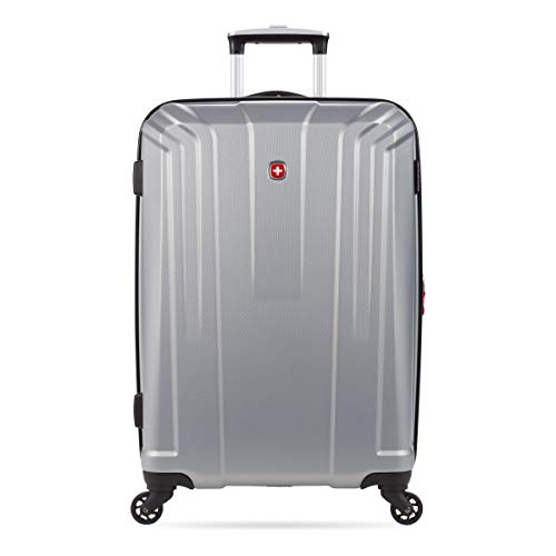 SwissGear 3750 Hardside Luggage with Spinner Wheels, Silver, Checked-Medium 23-Inch - size: Checked-Medium 23-Inch