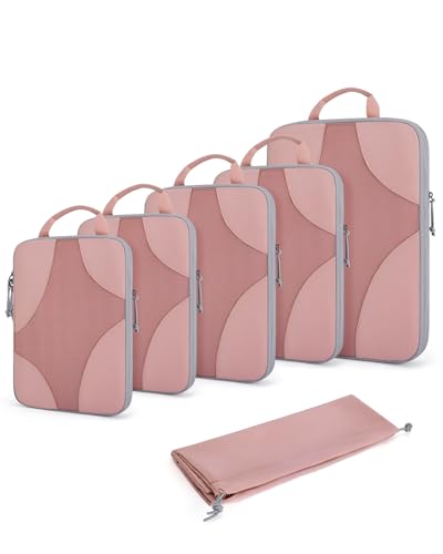 Bagsmart Compression Packing Cubes, Travel Bag Cruise Ship Essentials - color: Clay Pink