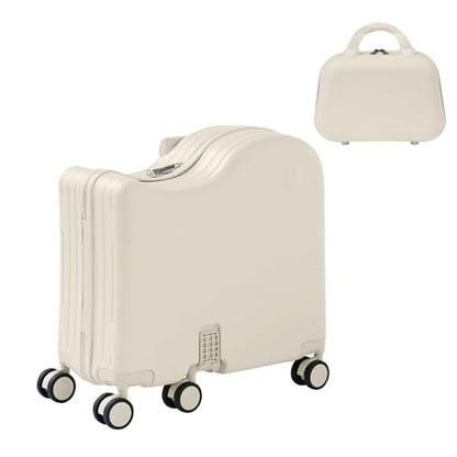 TABU Ride On Luggage Set with Bag, Carry On Suitcase for Kids, White - color: White